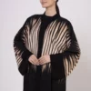 Beige Zebra Abaya with Lace Hem Detail