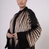 Beige Zebra Abaya with Lace Hem Detail