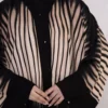 Beige Zebra Abaya with Lace Hem Detail