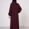 Burgundy Zigzag Pattern Abaya with Elastic Cuffs