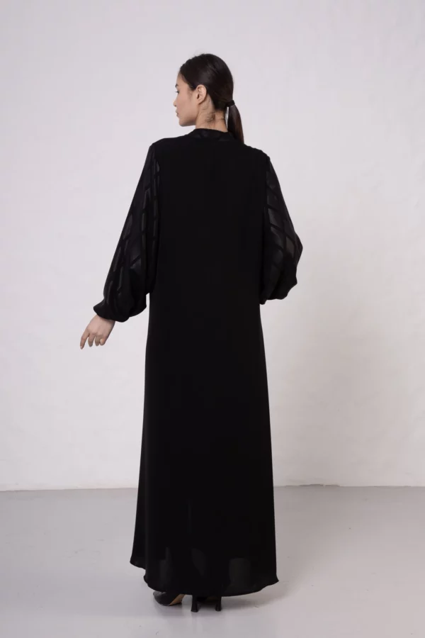 Diamond Pattern Abaya with Elastic Cuffs