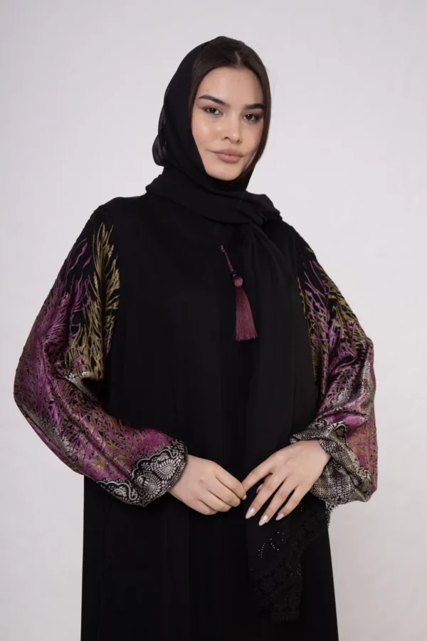 Fuchsia Bamboo Silk Abaya with Elastic Cuffs