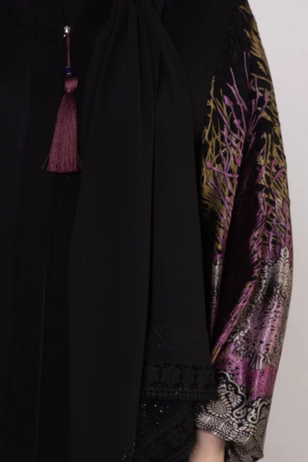 Fuchsia Bamboo Silk Abaya with Elastic Cuffs