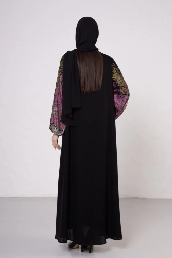 Fuchsia Bamboo Silk Abaya with Elastic Cuffs