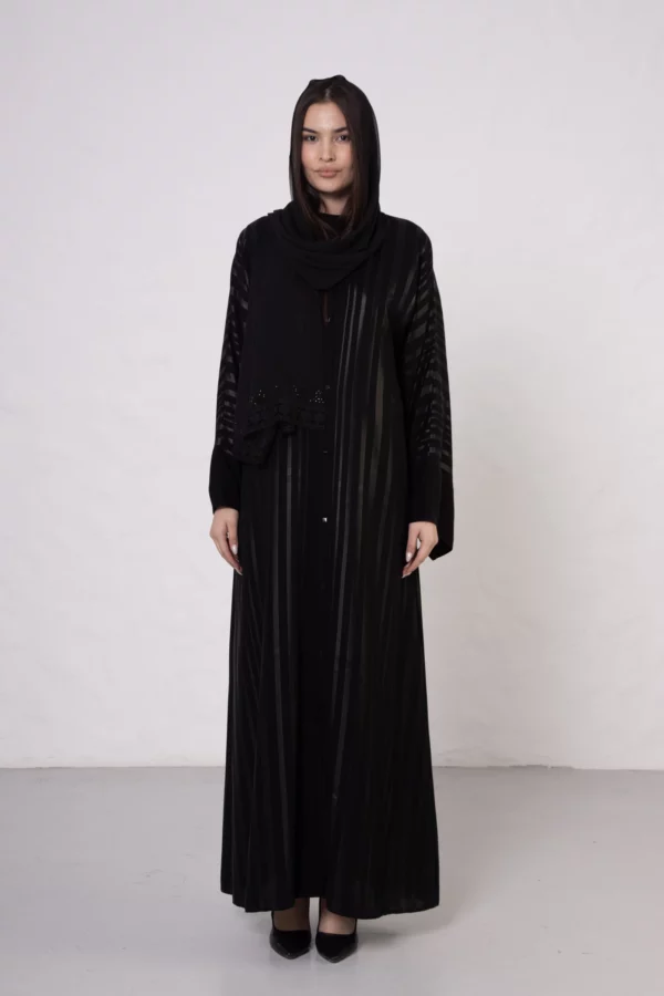 FN-509 Slender Striped Bamboo Silk Abaya
