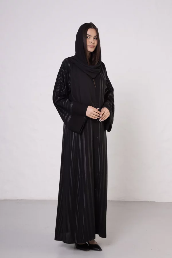FN-509_2 Slender Striped Bamboo Silk Abaya