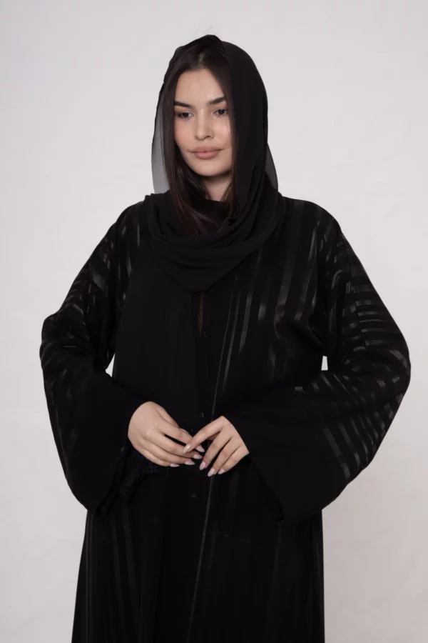 FN-509_3 Slender Striped Bamboo Silk Abaya