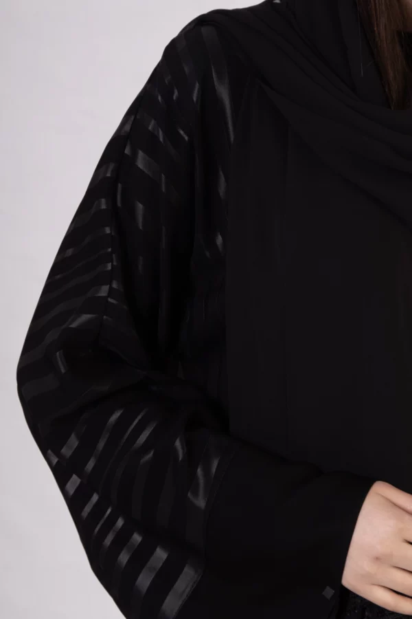 FN-509_4 Slender Striped Bamboo Silk Abaya