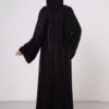 FN-509_5 Slender Striped Bamboo Silk Abaya