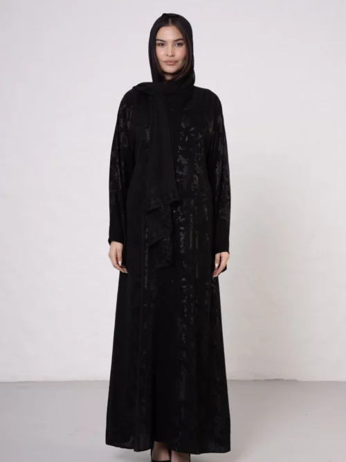 Map Pattern Abaya with Snap Closures