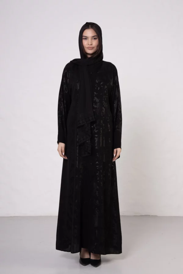 Map Pattern Abaya with Snap Closures
