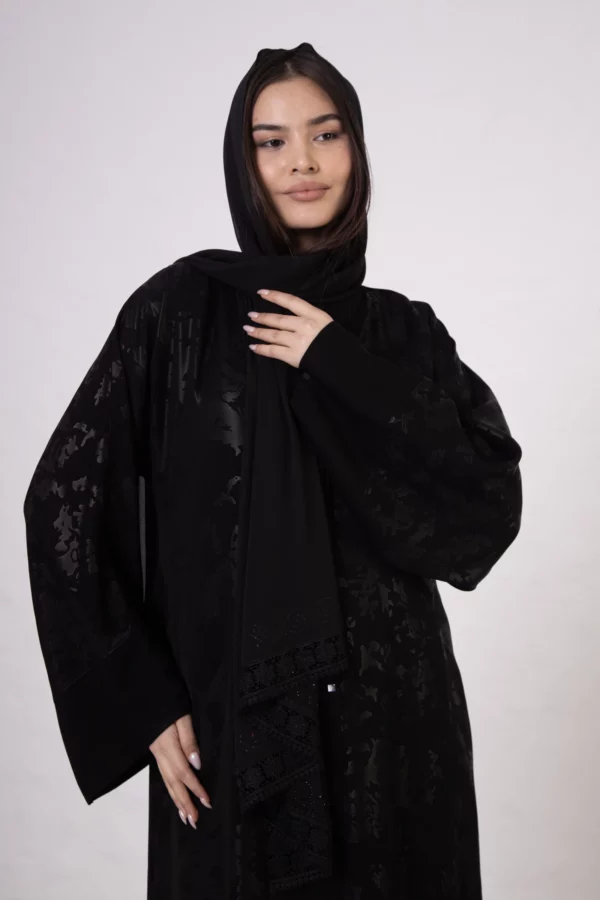 Map Pattern Abaya with Snap Closures
