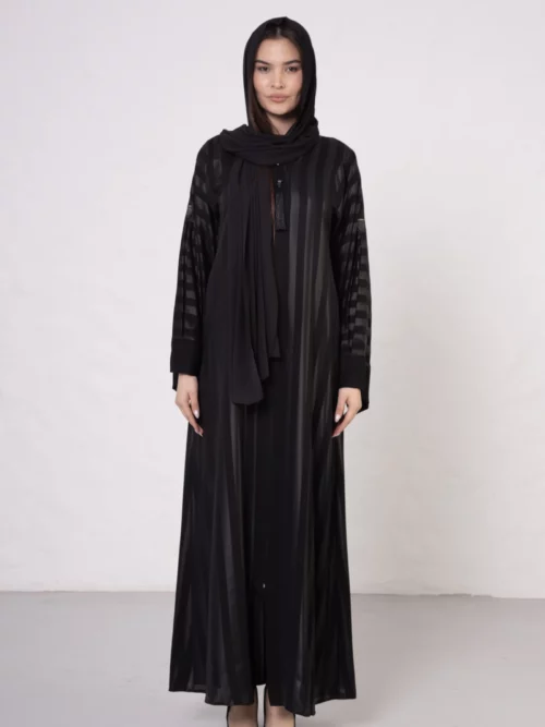 MS-510 Medium Striped Bamboo Silk Abaya