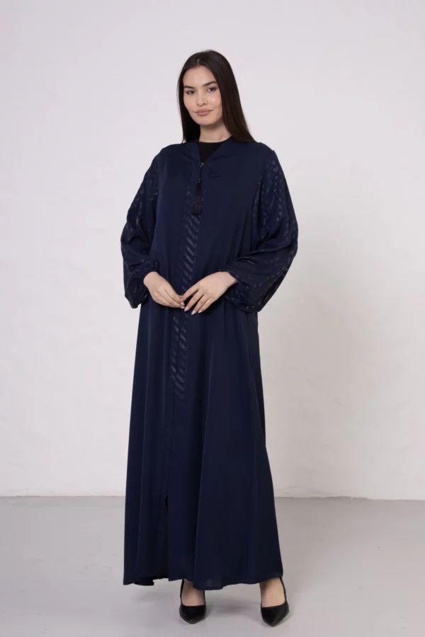 NV-518 Navy Blue Abaya with Sleeve Detail and Zipper