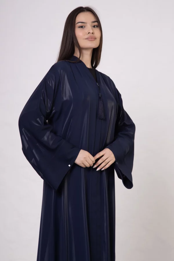 NV-518_4 Navy Blue Abaya with Sleeve Detail and Zipper