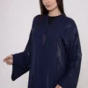 NV-518_5 Navy Blue Abaya with Sleeve Detail and Zipper