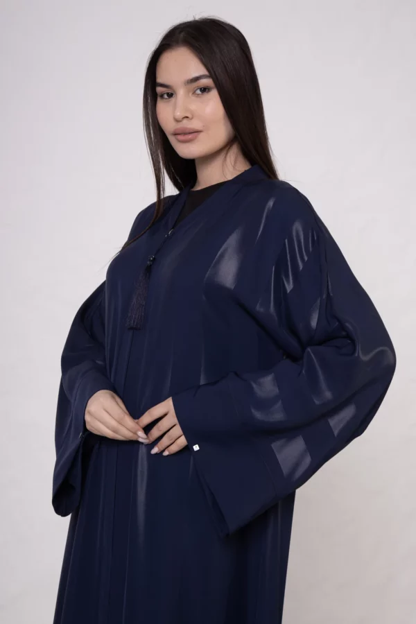 NV-518_6 Navy Blue Abaya with Sleeve Detail and Zipper