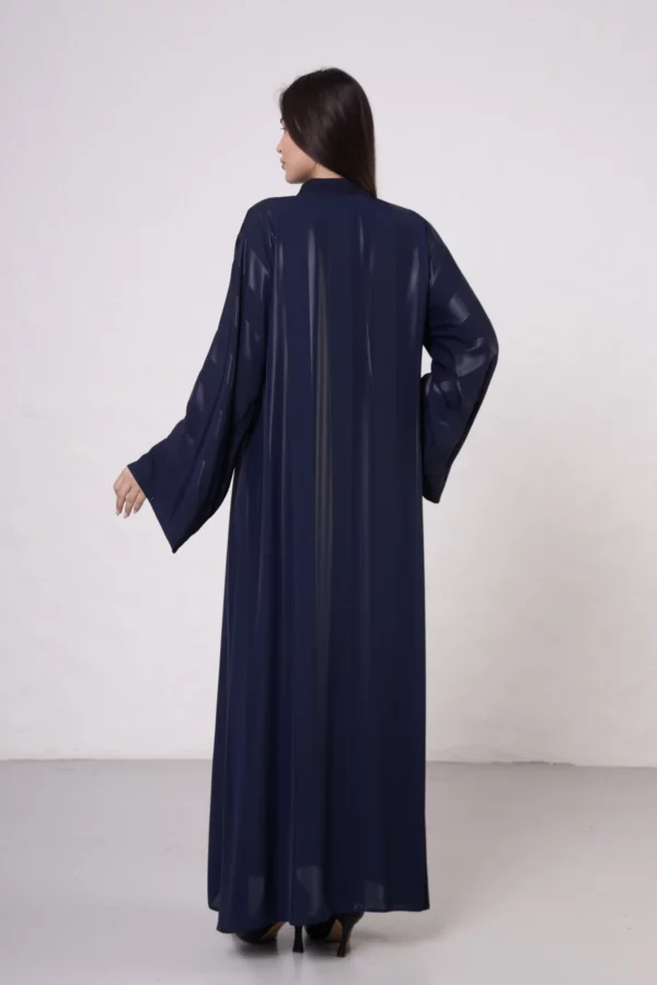 NV-518_7 Navy Blue Abaya with Sleeve Detail and Zipper