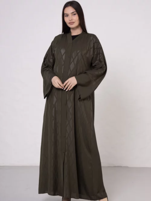 Olive Green Diamond Pattern Abaya