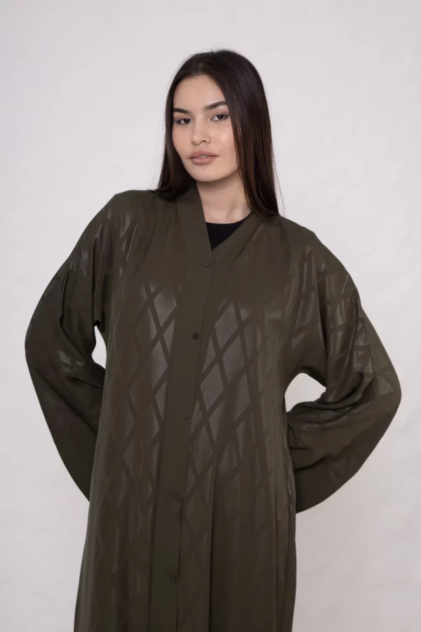 Olive Green Diamond Pattern Abaya