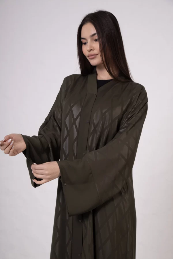 Olive Green Diamond Pattern Abaya