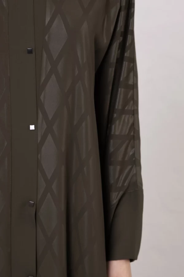Olive Green Diamond Pattern Abaya