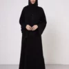 Plain Abaya with Scarf Pattern Detail at the Wrists