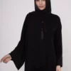 Plain Abaya with Scarf Pattern Detail at the Wrists