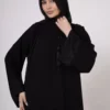 Plain Abaya with Scarf Pattern Detail at the Wrists