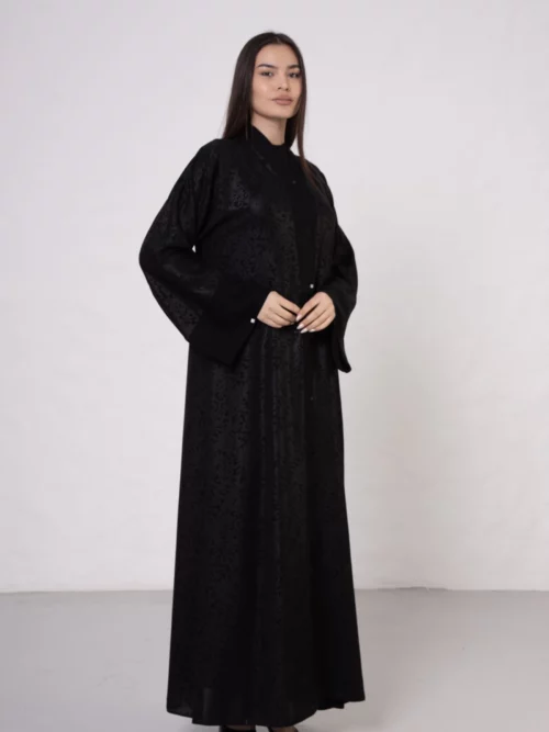 Scarf Pattern Abaya with Snap Closures