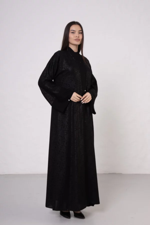 Scarf Pattern Abaya with Snap Closures