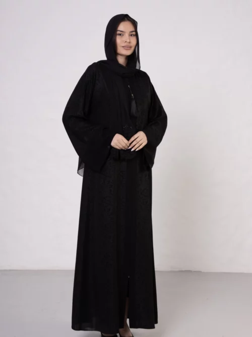 Scarf Pattern Zippered Abaya