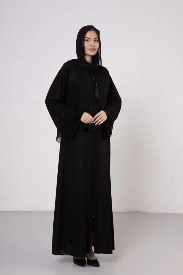 Scarf Pattern Zippered Abaya