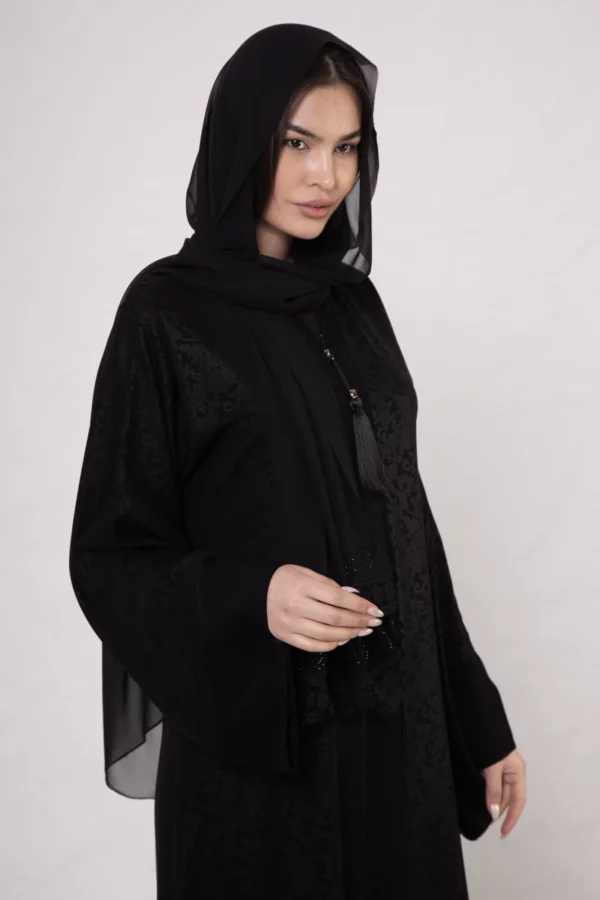 Scarf Pattern Zippered Abaya