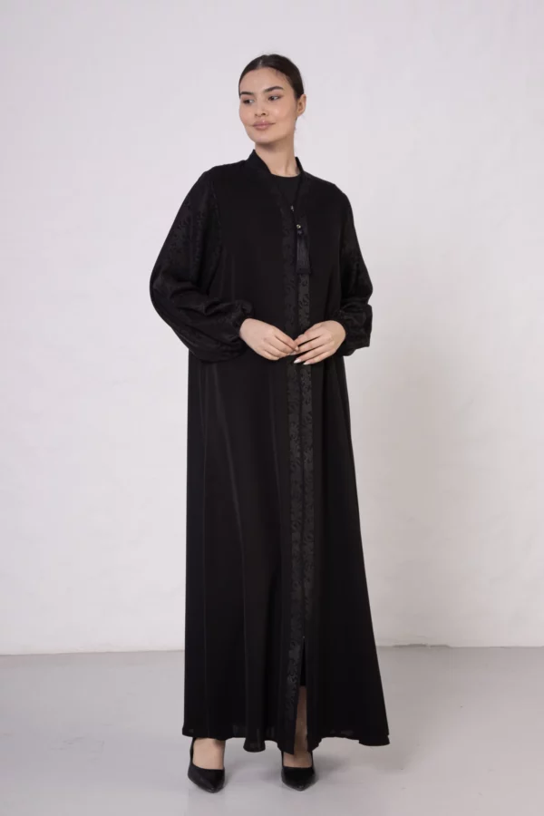 Scarf Patterned Abaya with Elastic Cuffs