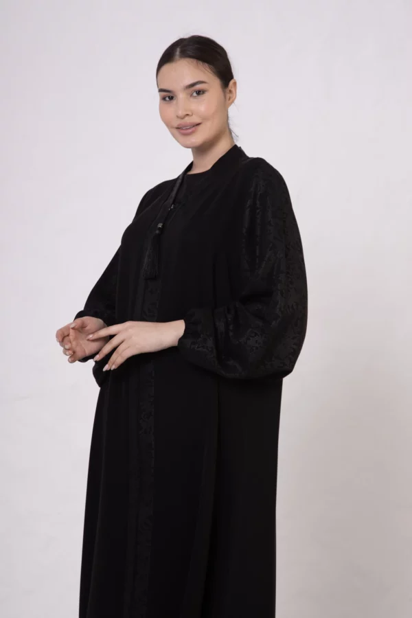 Scarf Patterned Abaya with Elastic Cuffs