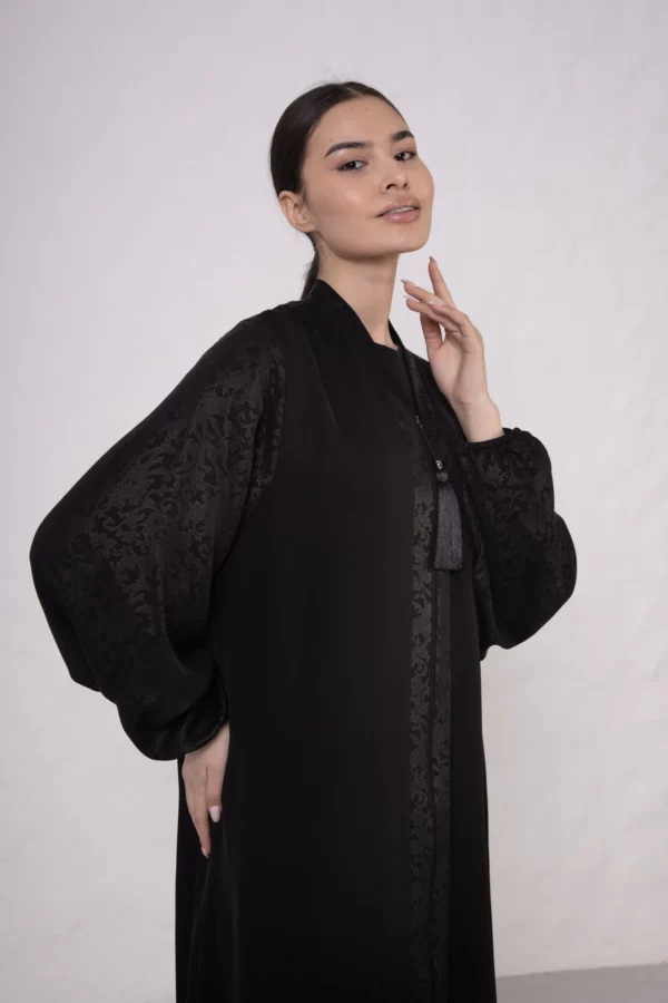 Scarf Patterned Abaya with Elastic Cuffs