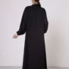 Scarf Patterned Abaya with Elastic Cuffs