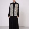 Printed Abaya with Lace Hem Detail and Snap Closures
