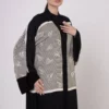 Printed Abaya with Lace Hem Detail and Snap Closures