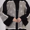Printed Abaya with Lace Hem Detail and Snap Closures
