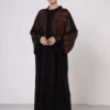 Terracotta Lace-Detailed Vs-Inspired Print Abaya