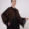 Terracotta Lace-Detailed Vs-Inspired Print Abaya