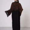Terracotta Lace-Detailed Vs-Inspired Print Abaya