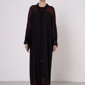 Terracotta Vs-Inspired Tugra Print Abaya