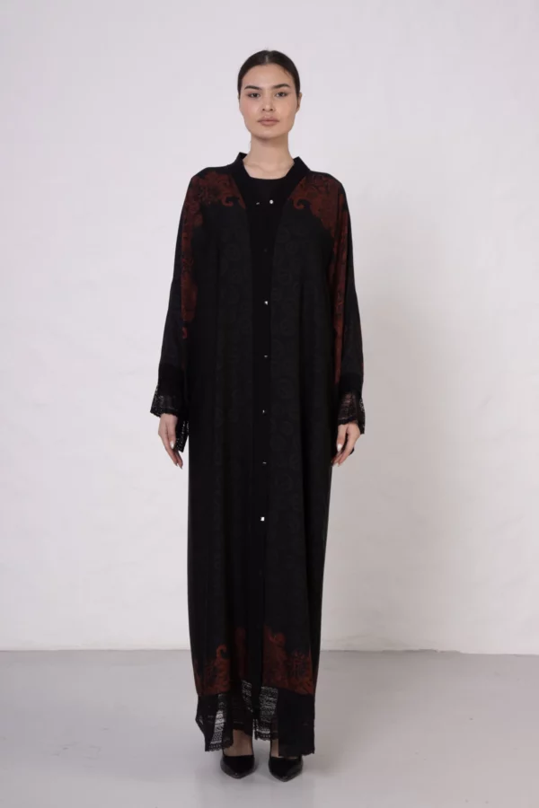 Terracotta Vs-Inspired Tugra Print Abaya