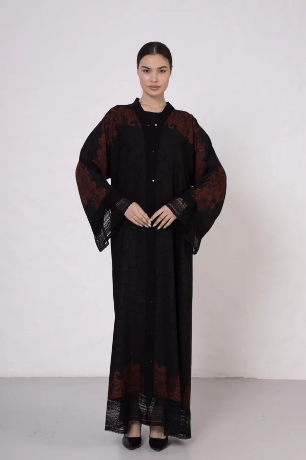 Terracotta Vs-Inspired Tugra Print Abaya