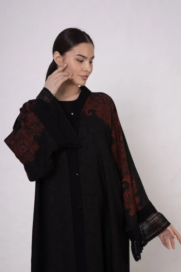 Terracotta Vs-Inspired Tugra Print Abaya