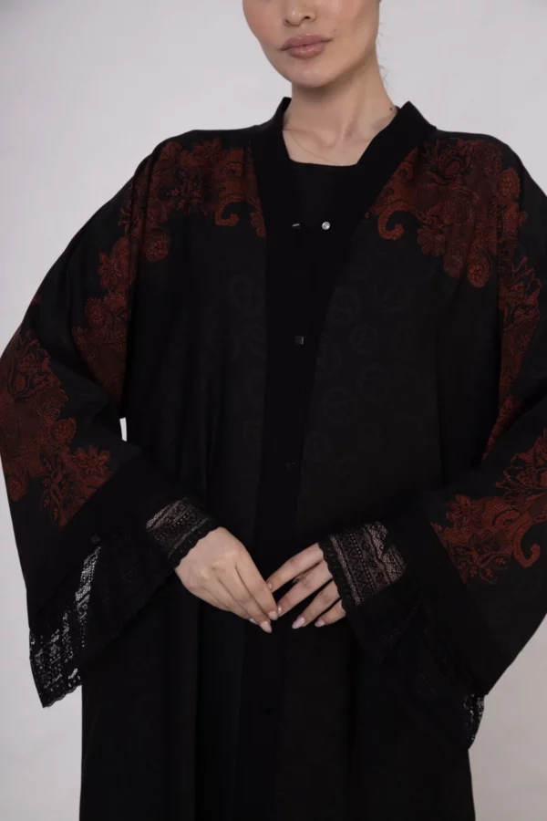 Terracotta Vs-Inspired Tugra Print Abaya