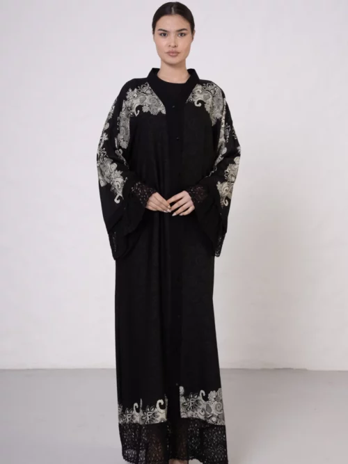 Grey VS-Inspired Tuğra Print Abaya